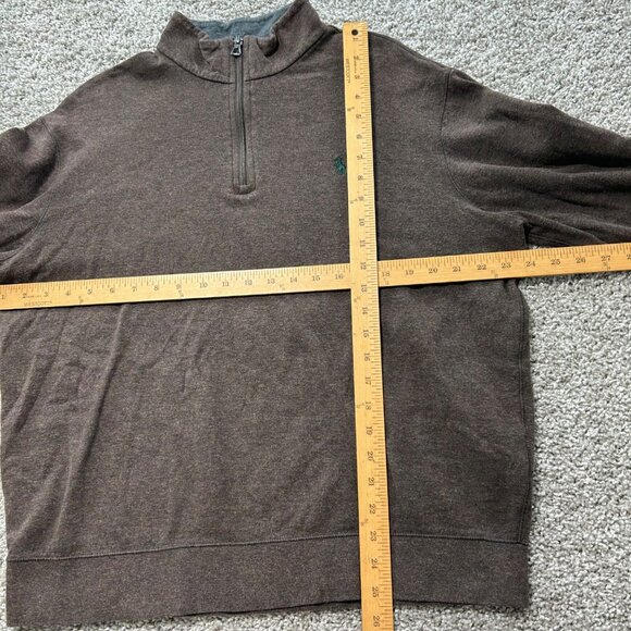 Polo Ralph Lauren Mens Large Performance Brown 1/4 Zip Pullover Sweatshirt - Picture 6 of 7